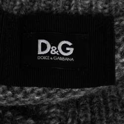 Pre Owned D&G Grey Mohair Wool Contrast Lace Cardigan M