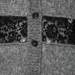 Pre Owned D&G Grey Mohair Wool Contrast Lace Cardigan M