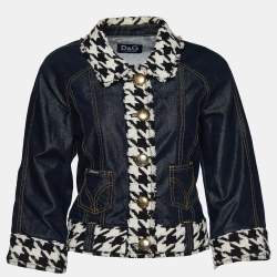 Pre Owned D&G Blue Denim Tweed Trim Cropped Jacket L