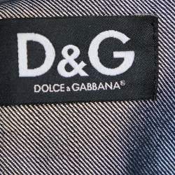 Pre Owned D&G Blue Denim Tweed Trim Cropped Jacket L
