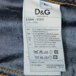 Pre Owned D&G Blue Denim Tweed Trim Cropped Jacket L