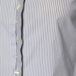 D&G White & Grey Striped Cotton Long Sleeve Shirt S