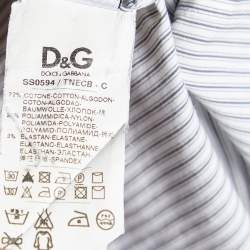 D&G White & Grey Striped Cotton Long Sleeve Shirt S