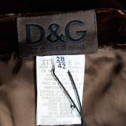 Pre Owned D&G Brown Velvet Midi Skirt M