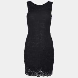 D&G Black Lace Plunge Back Sleeveless Mini Dress S