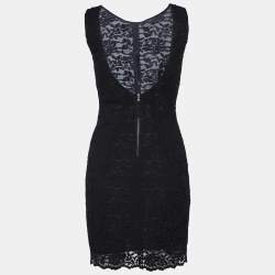 D&G Black Lace Plunge Back Sleeveless Mini Dress S
