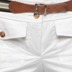 D&G White Cotton Belted Mini Shorts S