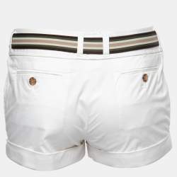 D&G White Cotton Belted Mini Shorts S
