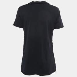 D&G Black Cotton Rhinestone Embellished T-Shirt M