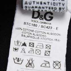D&G Black Cotton Rhinestone Embellished T-Shirt M