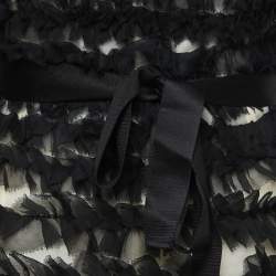 D&G Black Silk Ruffled Belted Strapless Mini Dress M