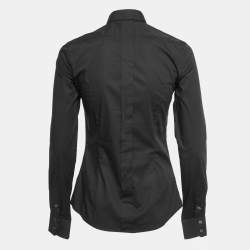 D&G Black Stretch Cotton Button Front Shirt S