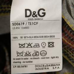 D&G Grey Checked Chiffon Silk Ruffled Tiered Maxi Dress M