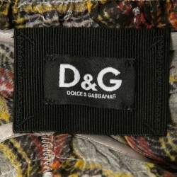 D&G Grey Checked Chiffon Silk Ruffled Tiered Maxi Dress M