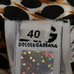 Pre Owned D&G Brown Leather Fur Collar Bomber Jacket S