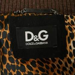Pre Owned D&G Brown Leather Fur Collar Bomber Jacket S