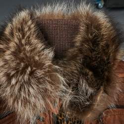 Pre Owned D&G Brown Leather Fur Collar Bomber Jacket S