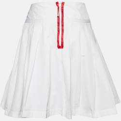 D&G White Cotton Pleated Mini Skirt M