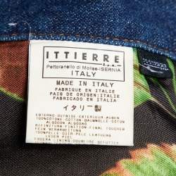 Pre Owned D&G Blue Denim Leather Trim Detail Zip Front Jacket M