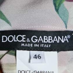 Pre Owned Dolce & Gabbana Pink Floral Printed Silk Neck Tie Detail Shirt L