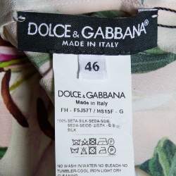 Pre Owned Dolce & Gabbana Pink Floral Printed Silk Neck Tie Detail Shirt L