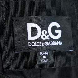 D&G Black Silk Contrast Ruffle Sleeve Top L