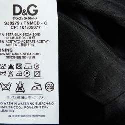 D&G Black Silk Contrast Ruffle Sleeve Top L