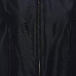 D&G Black Silk Contrast Ruffle Sleeve Top L