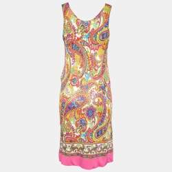 Pre Owned D&G Multicolor Printed Jersey Sleeveless Shift Dress L