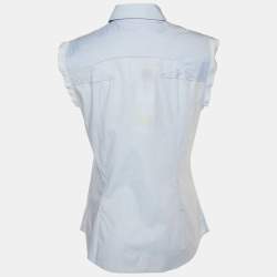 D&G Blue Cotton Sleeveless Button Front Shirt M