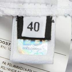 Pre Owned D&G White & Blue Dot Printed Silk Blend Sleeveless Midi Dress S