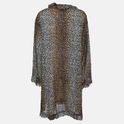 D&G Brown Animal Printed Cotton Shift Dress M