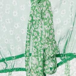 Pre Owned D&G Green printed Silk Neck Tie Detail Top S