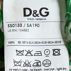 Pre Owned D&G Green printed Silk Neck Tie Detail Top S