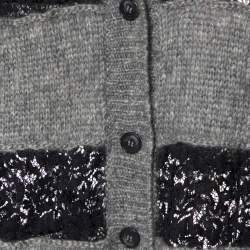 D&G Grey and Black Striped Lace Knit Cardigan M