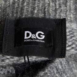 D&G Grey and Black Striped Lace Knit Cardigan M