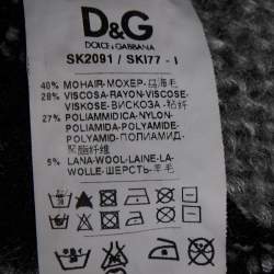 D&G Grey and Black Striped Lace Knit Cardigan M