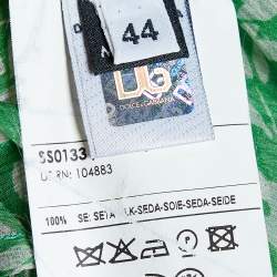 Pre Owned D&G Green Floral Printed Silk Neck Tie Detail Top M