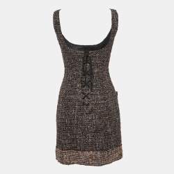Pre Owned D&G Black Tweed Coset Detailed Sleeveless Mini Dress S