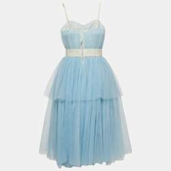 Pre Owned D&G Light Blue Tulle Strappy Midi Dress M