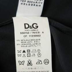 D&G Black Satin Button Front Knit Sleeve Shirt M
