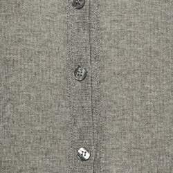 D&G Grey Knit & Print Silk Button Front Cardigan M