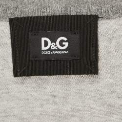 D&G Grey Knit & Print Silk Button Front Cardigan M