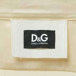 D&G Cream Satin Silk Button Front Full Sleeve Shirt S
