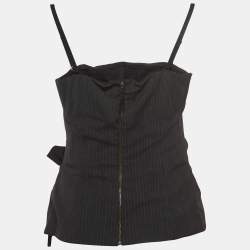 D&G Grey Pinstripe Wool Blend Strappy Corset Top S