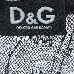 D&G Black Lace and Satin Flared Short Dress S