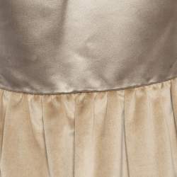 Pre Owned D&G Gold Satin and Velvet Sleeveless Mini Dress M
