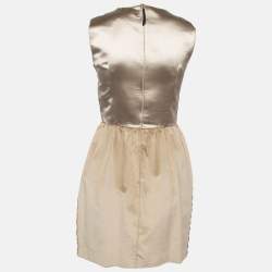 Pre Owned D&G Gold Satin and Velvet Sleeveless Mini Dress M