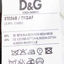 D&G White Silk Scarf Trim Cotton Buttoned T-Shirt S