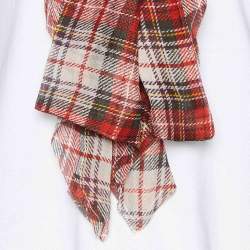 D&G White Silk Scarf Trim Cotton Buttoned T-Shirt S